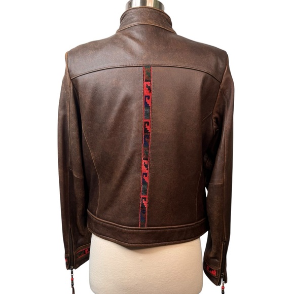 Vintage Santa Fe Re-Creations Distressed Brown Leather Jacket S - Picture 1 of 16